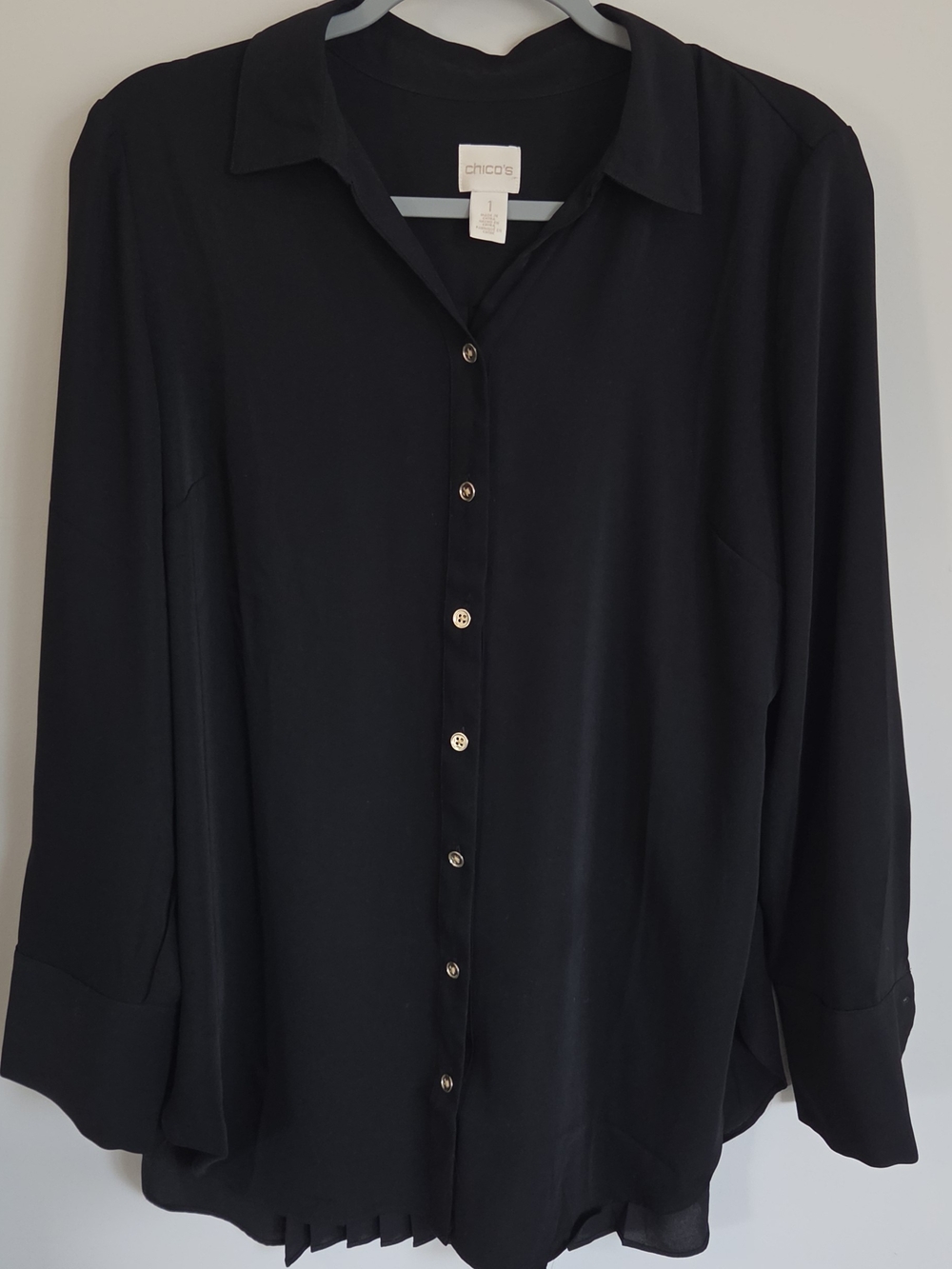 Chico's Black Button-Front Long-Sleeve Shirt